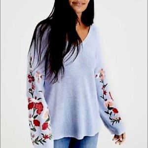 American Eagle Embroidered Floral Bell Sweater.